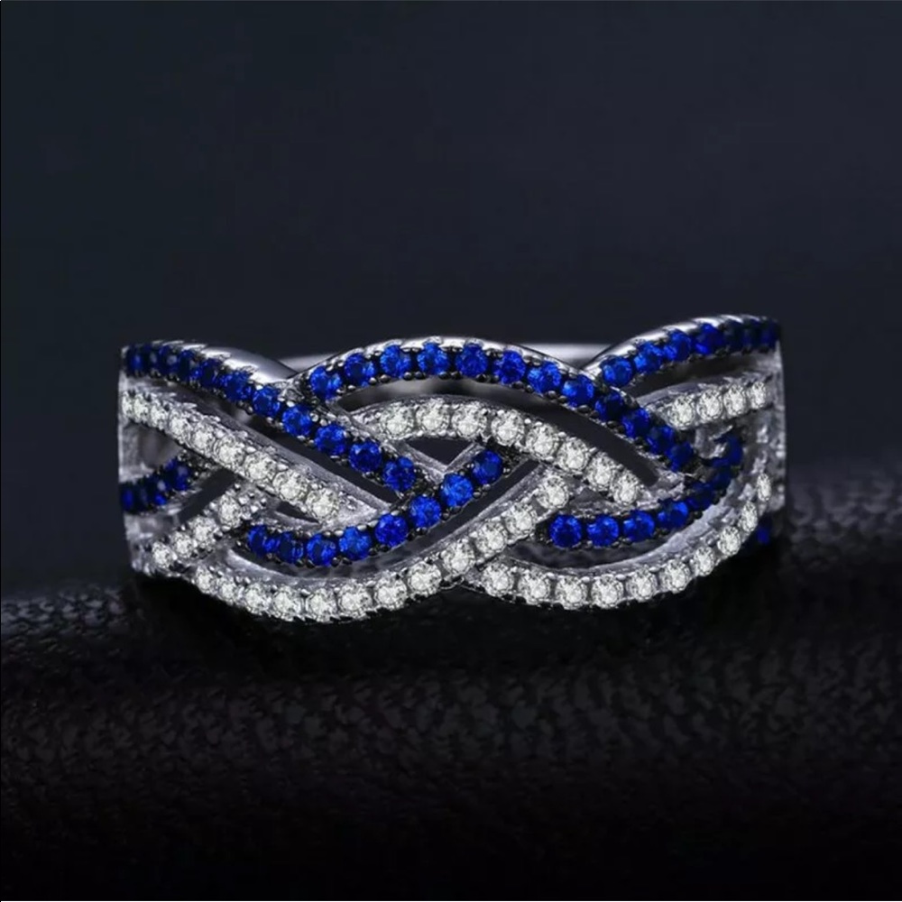 New 925 Silver Infinity Love Sapphire Lovely Ring - Picture 2 of 4